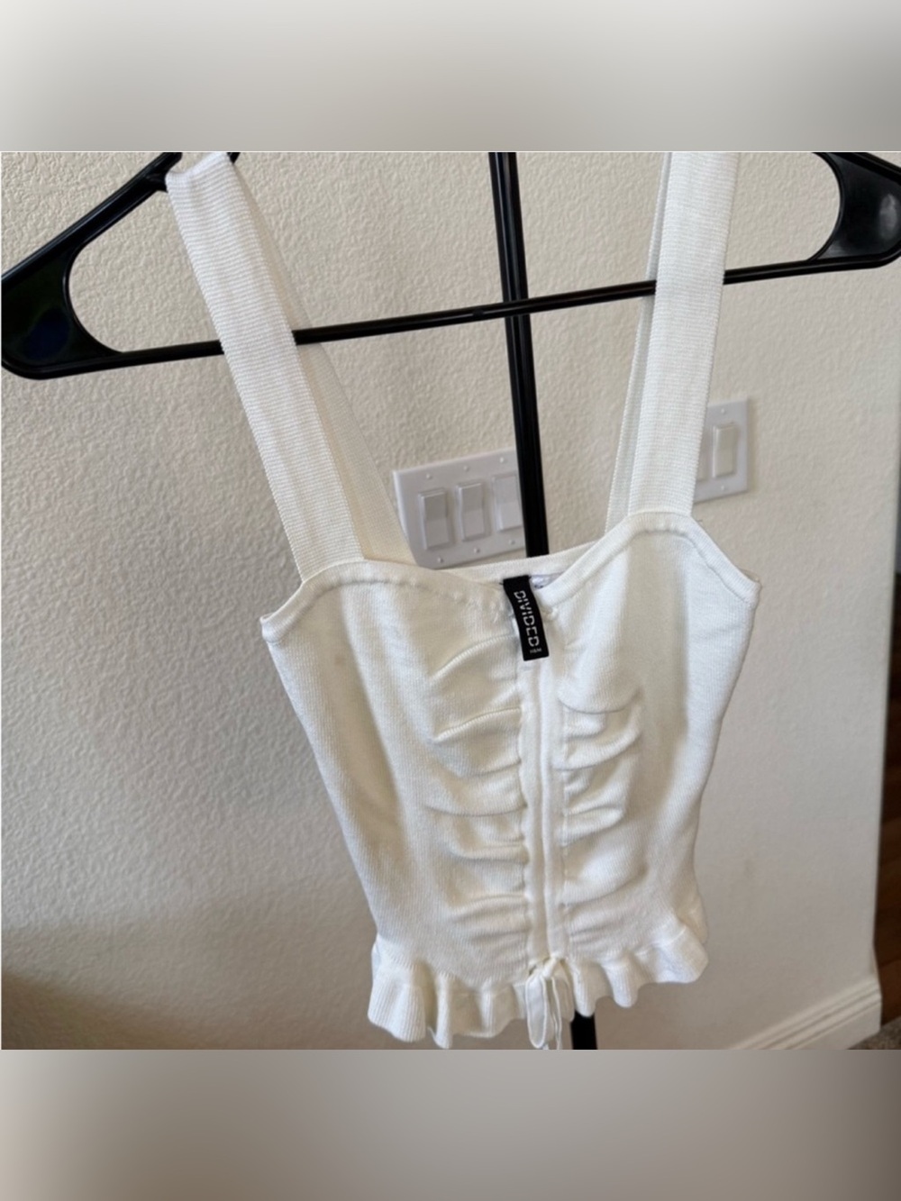 H&M White Ruched Tank Top